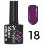 Гель-лак SKY №018 фиолетовый с красным шиммером, 10мл