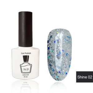 Гель-лак MB Shine-02 серебро с голубой голограммой, Shine Collection, блестки 8 мл ― My Beauty