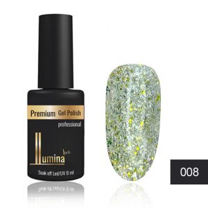Lumina Lux №008, серебристо-золотые блестки разного размера ― My Beauty
