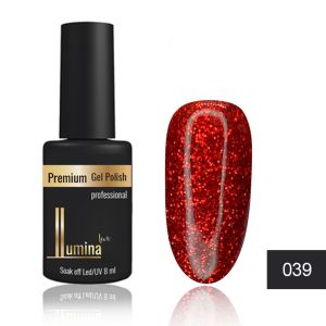 Lumina Lux №039, морковный с красными блестками ― My Beauty