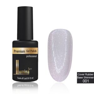 Lumina Lux Cover Rubber Base Shimmer №001, молочно-розовая с серебряным шиммером ― My Beauty