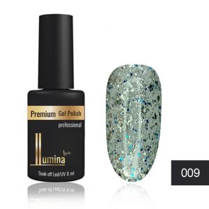 Lumina Lux №009, серебристо-голубые блестки разного размера ― My Beauty